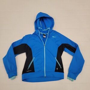NIKE Elite Therma Fit Hooded Team Jacket Mens Medium Basketball Blue Zip Warmup
